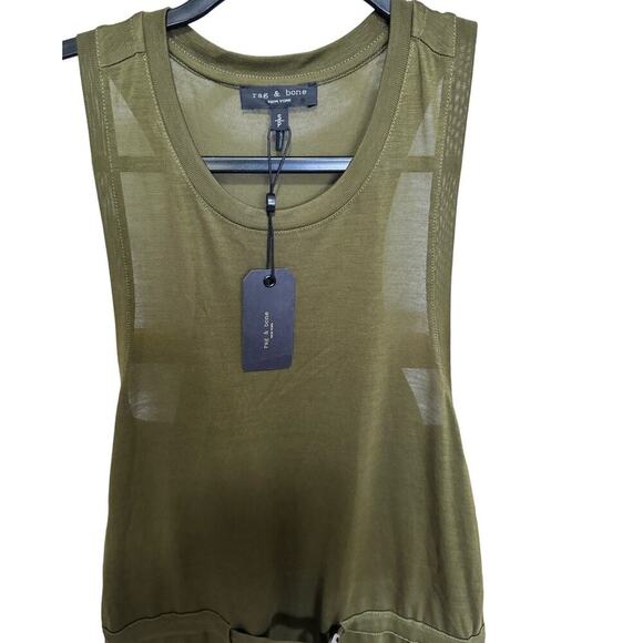 Rag and Bone NWT Rower Belted Dress Midi Sleeveless Dark Olive Green Size Small - Picture 6 of 12